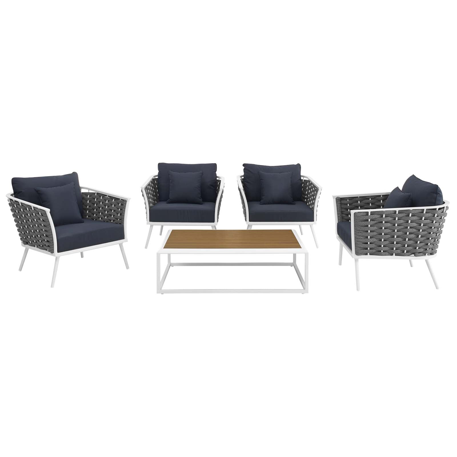 Modway Stance 5 Piece Outdoor Patio Aluminum Sectional Sofa Set | Outdoor Sofas, Loveseats & Sectionals | Modishstore-12