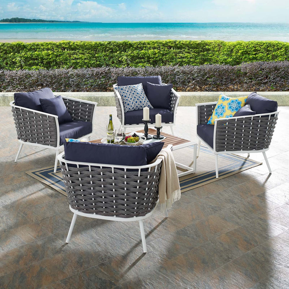 Modway Stance 5 Piece Outdoor Patio Aluminum Sectional Sofa Set - EEI-3321 | Outdoor Sofas, Loveseats & Sectionals | Modishstore - 9