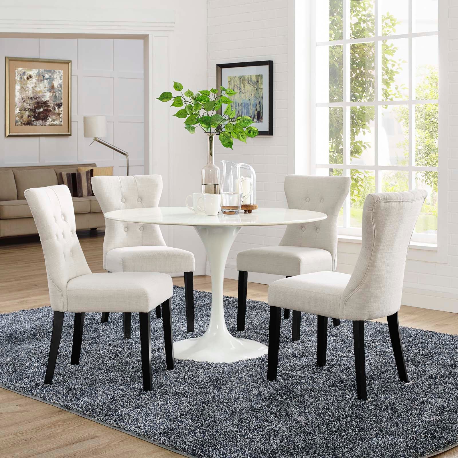 Modway Silhouette Dining Side Chairs Upholstered Fabric Set of 4 | Dining Chairs | Modishstore