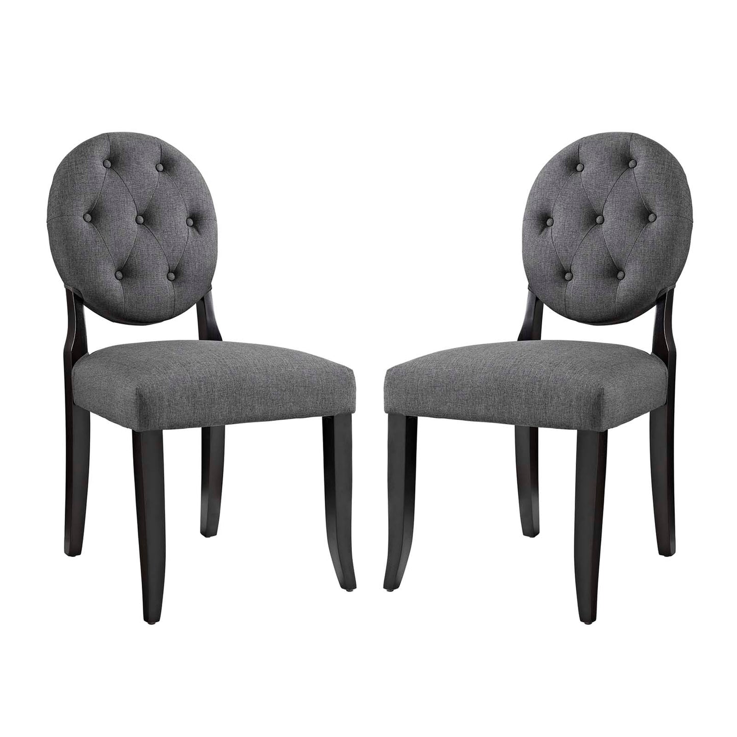 Button Dining Side Chair Upholstered Fabric Set of 2 By Modway - EEI-3329 | Dining Chairs | Modishstore - 2
