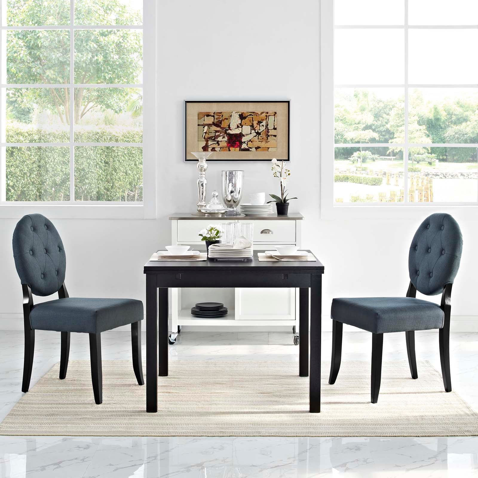 Button Dining Side Chair Upholstered Fabric Set of 2 By Modway - EEI-3329 | Dining Chairs | Modishstore - 1