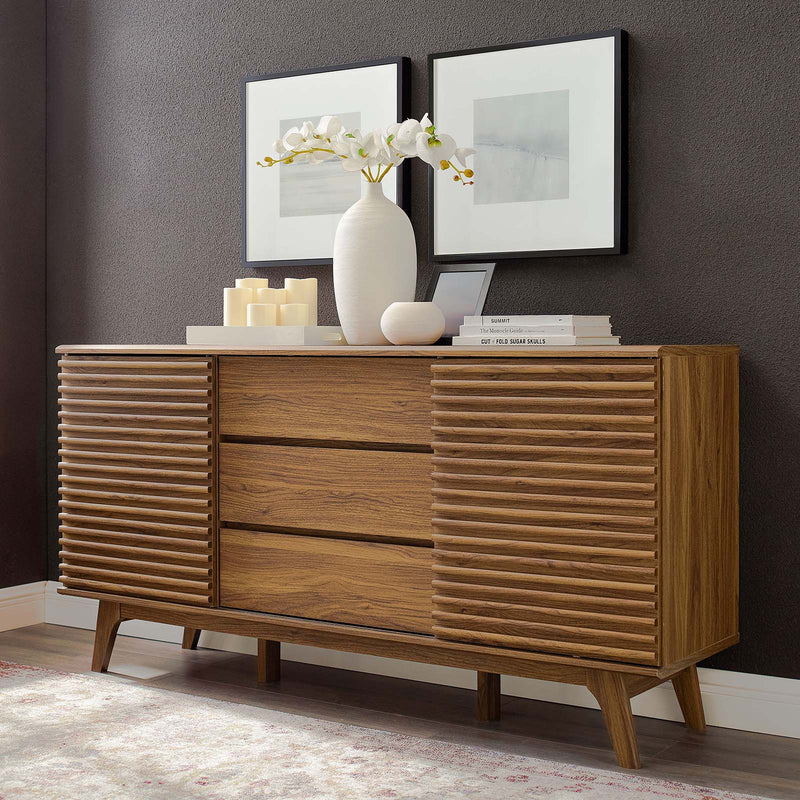 Modway Render 63" Sideboard Buffet Table or TV Stand - EEI-3344 walnut  Charcoal and oak color with inner drawers adjustable shelf .  32.5 inch height | Sideboards | Modishstore - 1