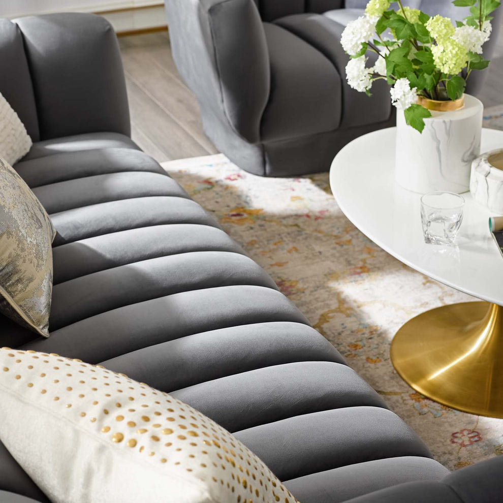 Modway Entertain Vertical Channel Tufted Performance Velvet Sofa - EEI-3351 | Sofas | Modishstore - 24