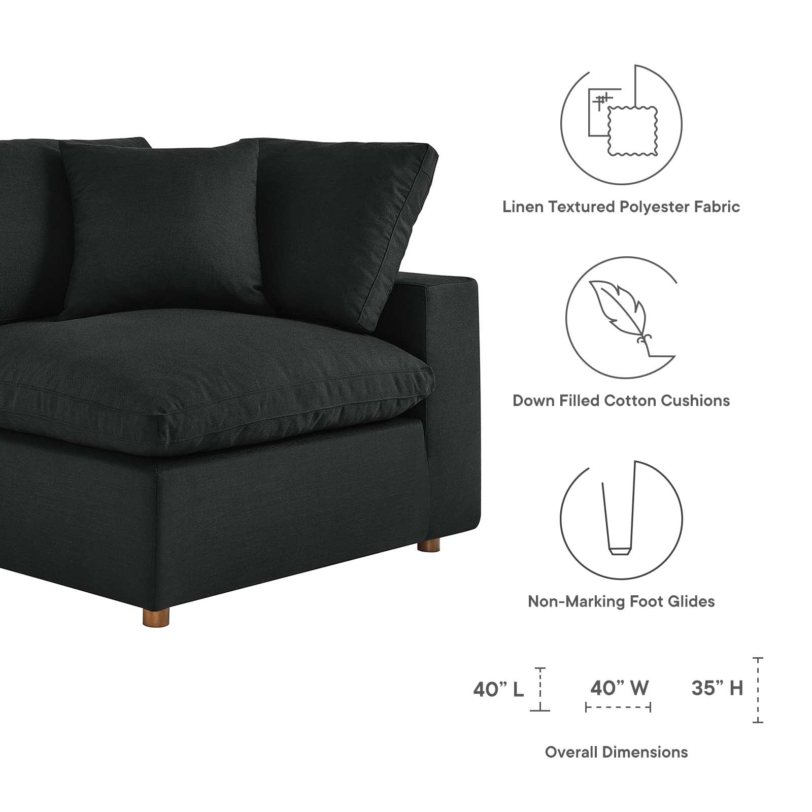 Modway's Modern Commix Down Filled Overstuffed 5 Piece Sectional Sofa Set | Sofas | Modishstore-51