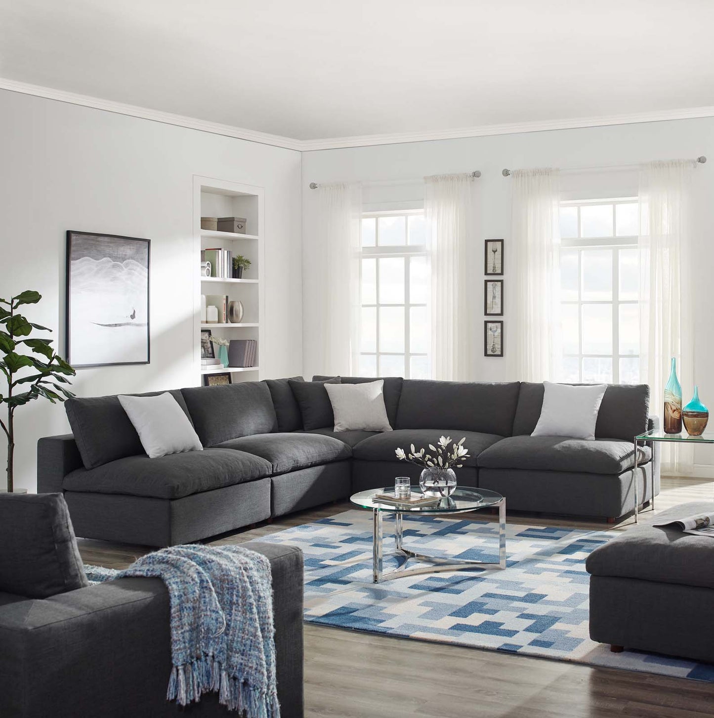 Modway's Modern Commix Down Filled Overstuffed 5 Piece Sectional Sofa Set | Sofas | Modishstore-22
