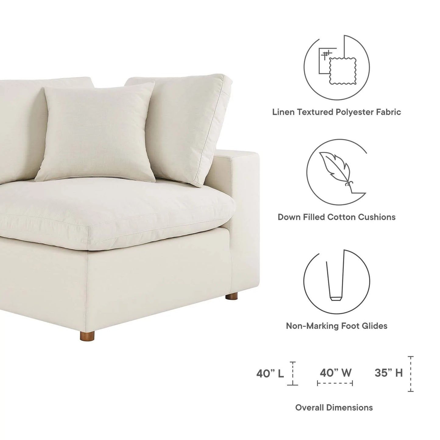 Modway's Modern Commix Down Filled Overstuffed 5 Piece Sectional Sofa Set | Sofas | Modishstore-48
