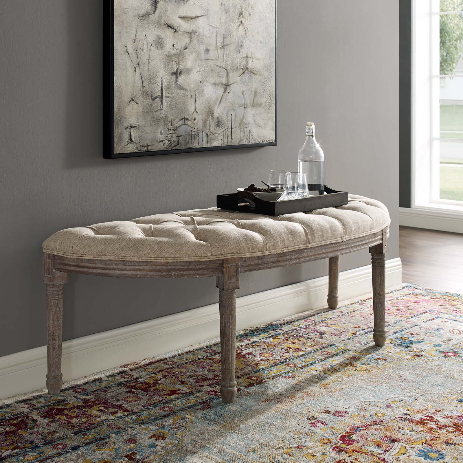 Modway Esteem Vintage French Upholstered Fabric Semi-Circle Bench | Stools & Benches | Modishstore
