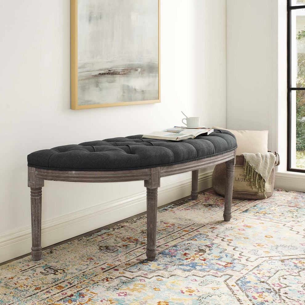 Modway Esteem Vintage French Upholstered Fabric Semi-Circle Bench - EEI-3369 | Benches | Modishstore - 7