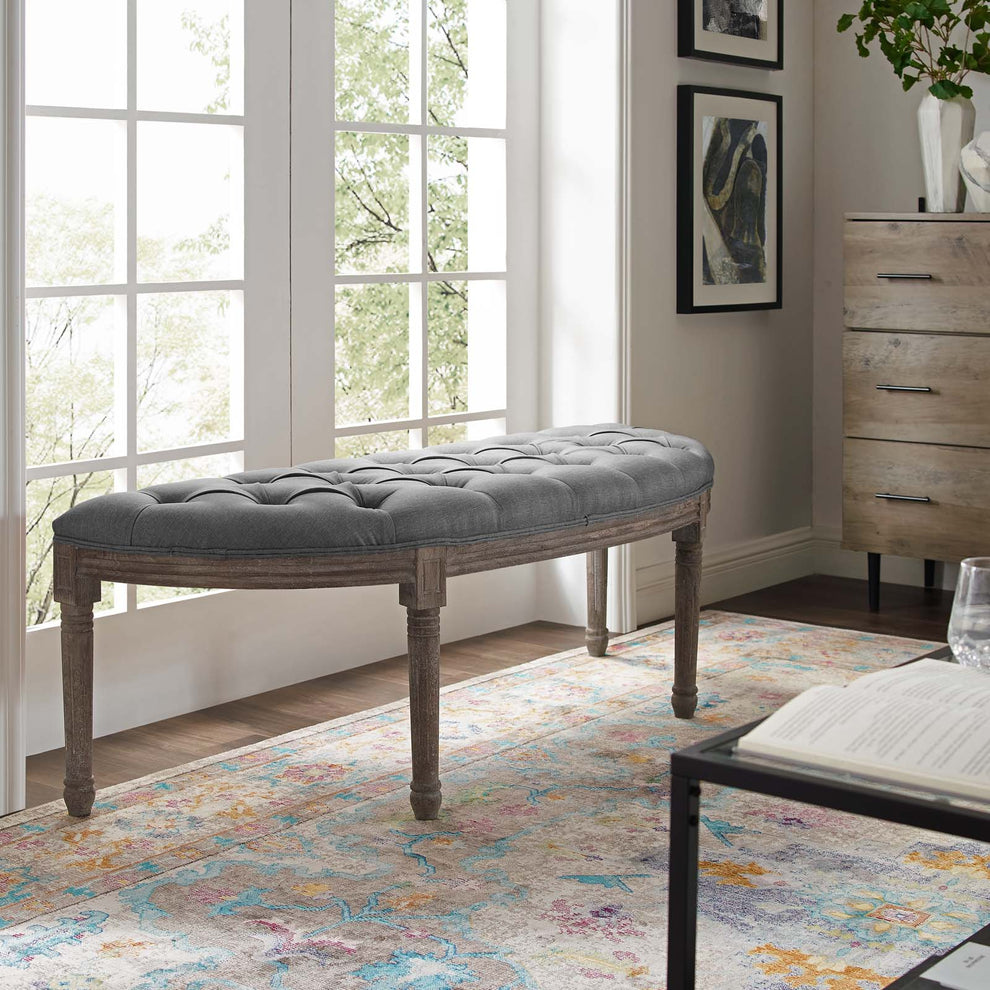 Modway Esteem Vintage French Upholstered Fabric Semi-Circle Bench - EEI-3369 | Benches | Modishstore - 13