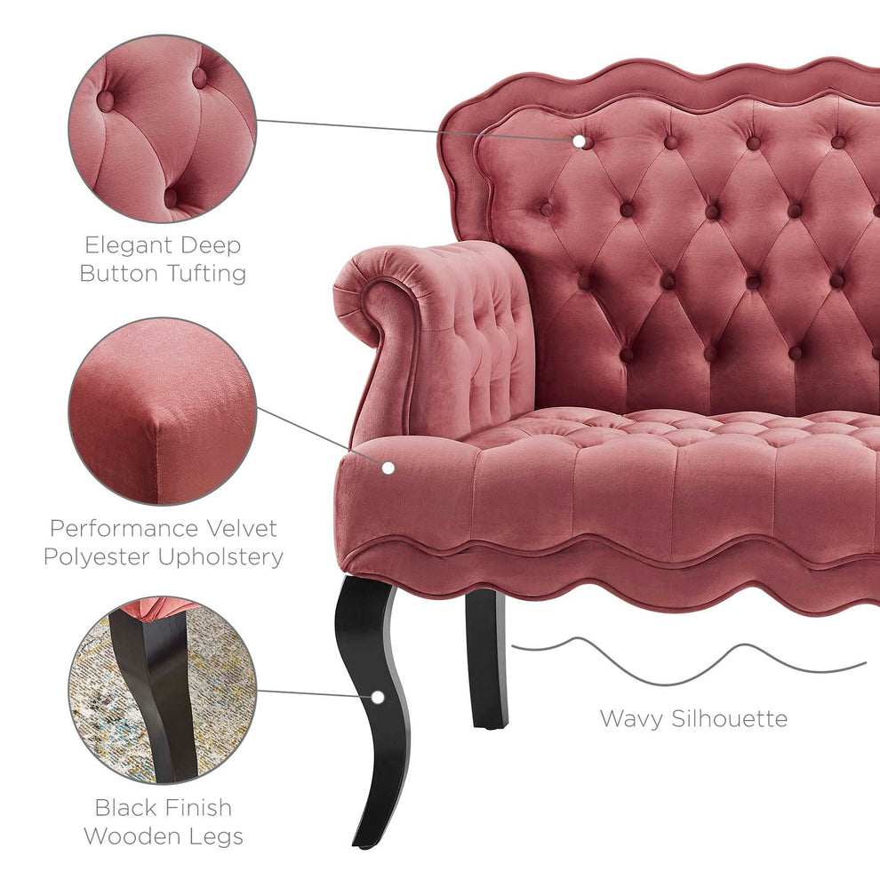 Modway Viola Chesterfield Button Tufted Loveseat Performance Velvet Settee - EEI-3373 | Loveseats | Modishstore - 20