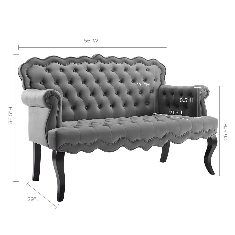 Modway Viola Chesterfield Button Tufted Loveseat Performance Velvet Settee - EEI-3373 | Loveseats | Modishstore - 4