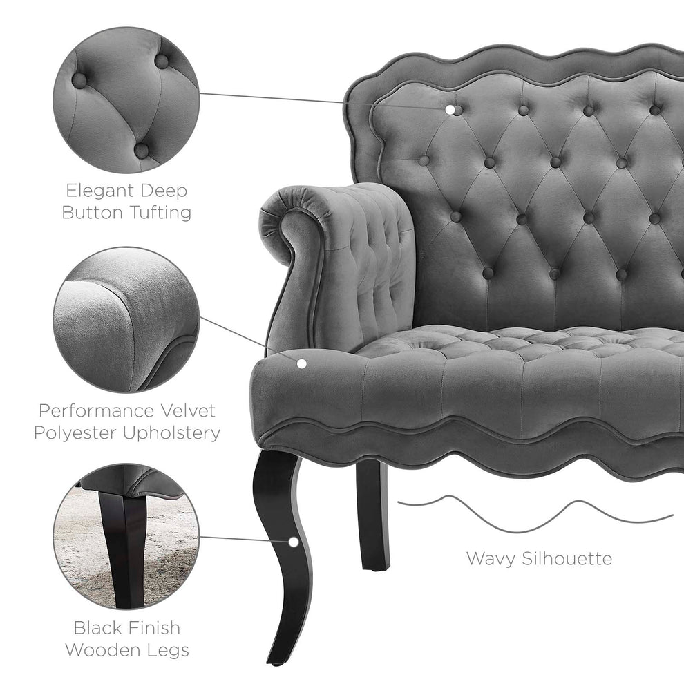 Modway Viola Chesterfield Button Tufted Loveseat Performance Velvet Settee - EEI-3373 | Loveseats | Modishstore - 21