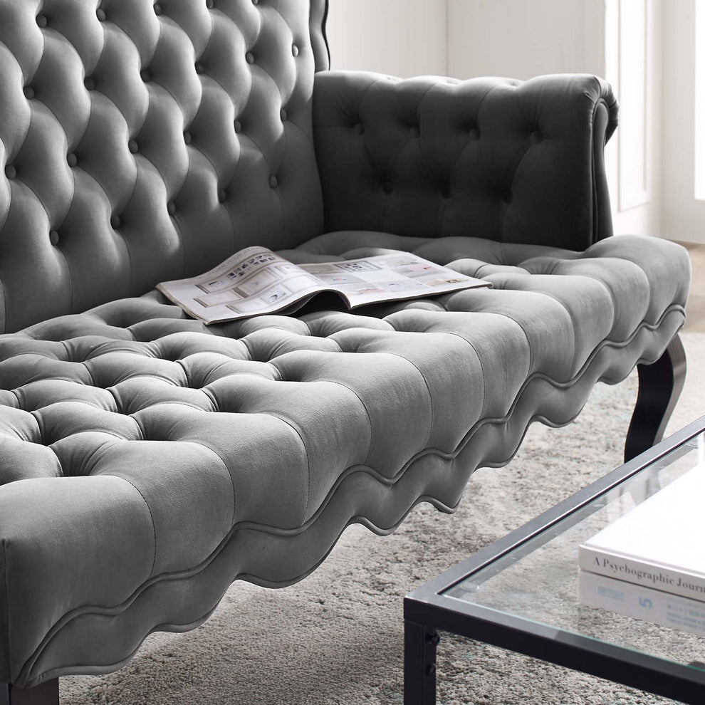 Modway Viola Chesterfield Button Tufted Loveseat Performance Velvet Settee - EEI-3373 | Loveseats | Modishstore - 5