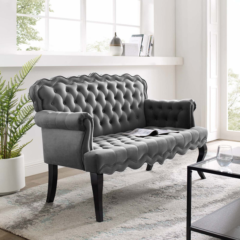 Modway Viola Chesterfield Button Tufted Loveseat Performance Velvet Settee - EEI-3373 | Loveseats | Modishstore - 1