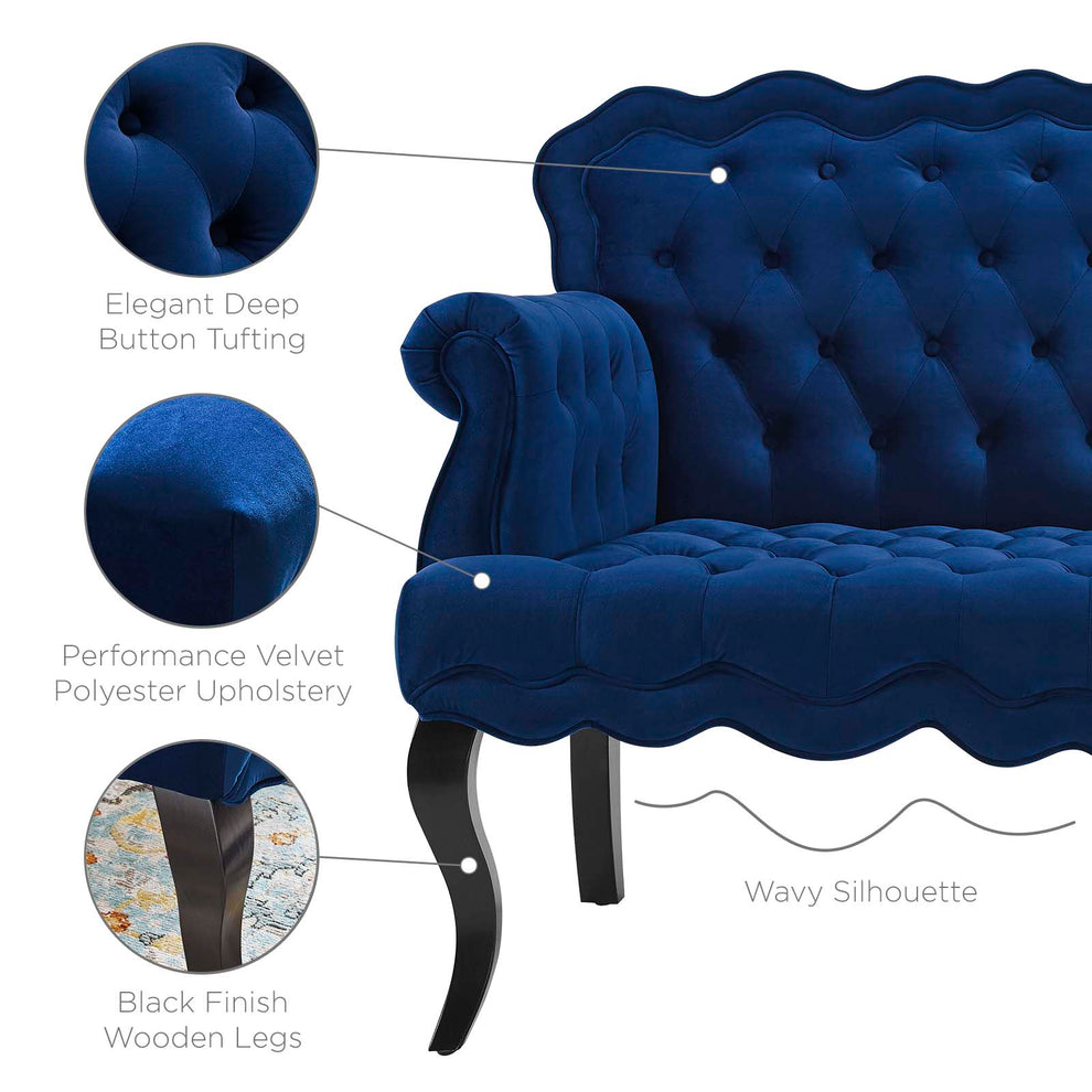 Modway Viola Chesterfield Button Tufted Loveseat Performance Velvet Settee - EEI-3373 | Loveseats | Modishstore - 22