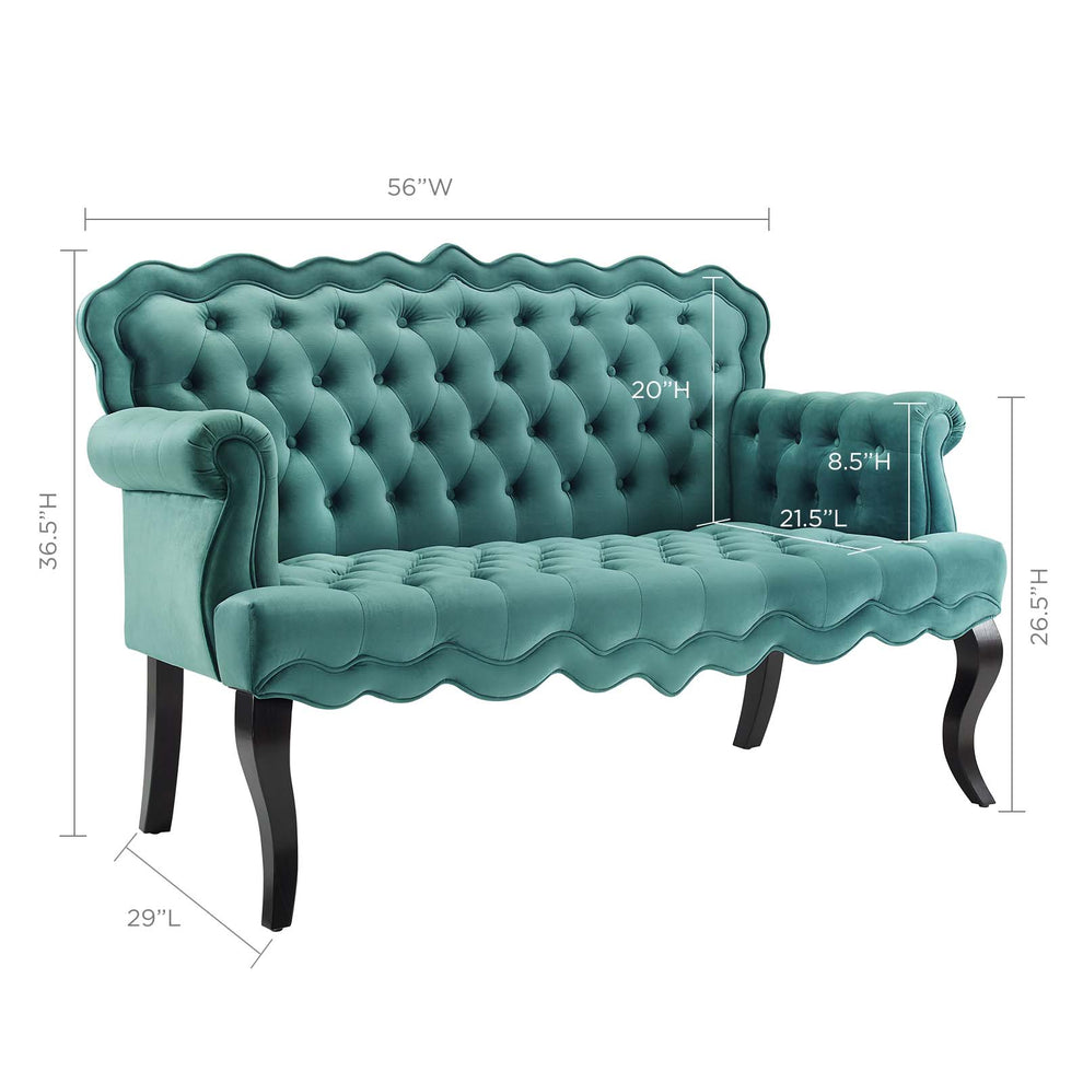 Modway Viola Chesterfield Button Tufted Loveseat Performance Velvet Settee - EEI-3373 | Loveseats | Modishstore - 14