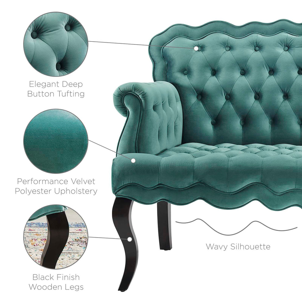 Modway Viola Chesterfield Button Tufted Loveseat Performance Velvet Settee - EEI-3373 | Loveseats | Modishstore - 23