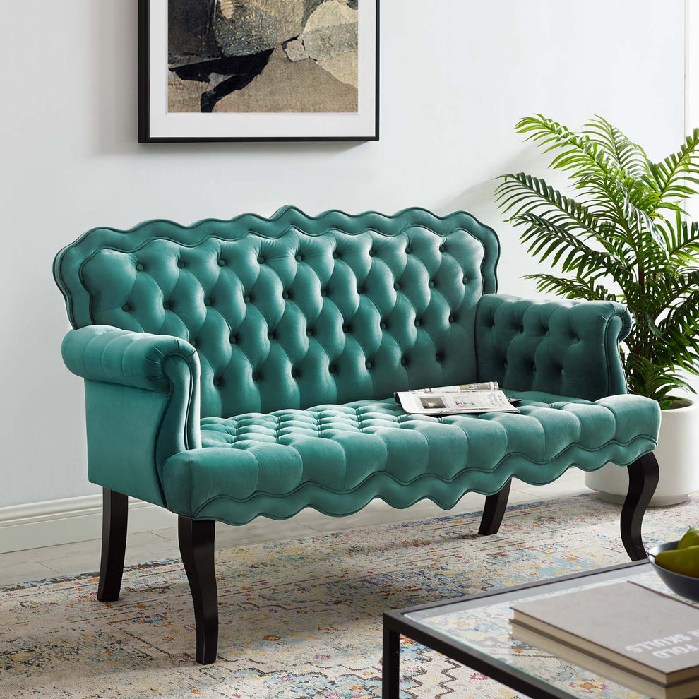 Modway Viola Chesterfield Button Tufted Loveseat Performance Velvet Settee - EEI-3373 | Loveseats | Modishstore - 11