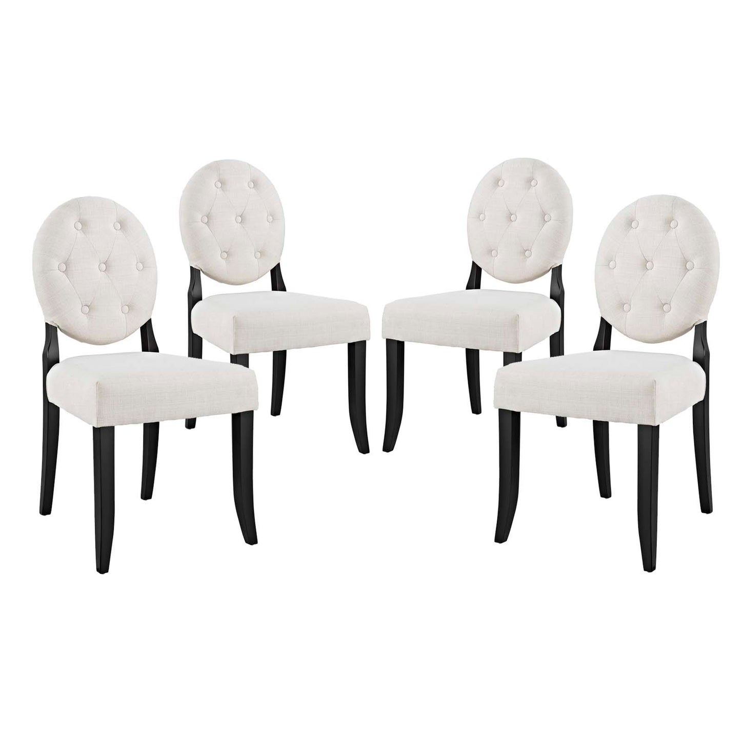 Button Dining Side Chair Upholstered Fabric Set of 4 By Modway - EEI-3376 | Dining Chairs | Modishstore - 2