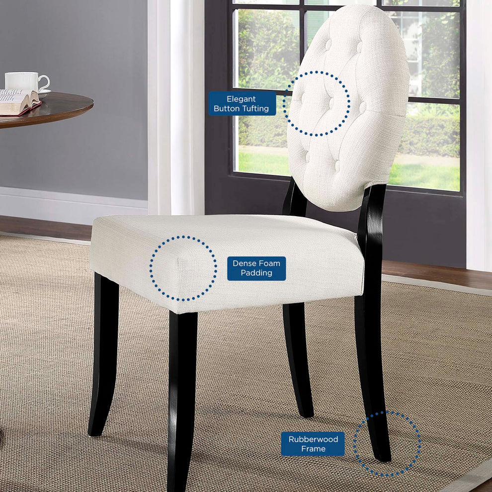 Button Dining Side Chair Upholstered Fabric Set of 4 By Modway - EEI-3376 | Dining Chairs | Modishstore - 6