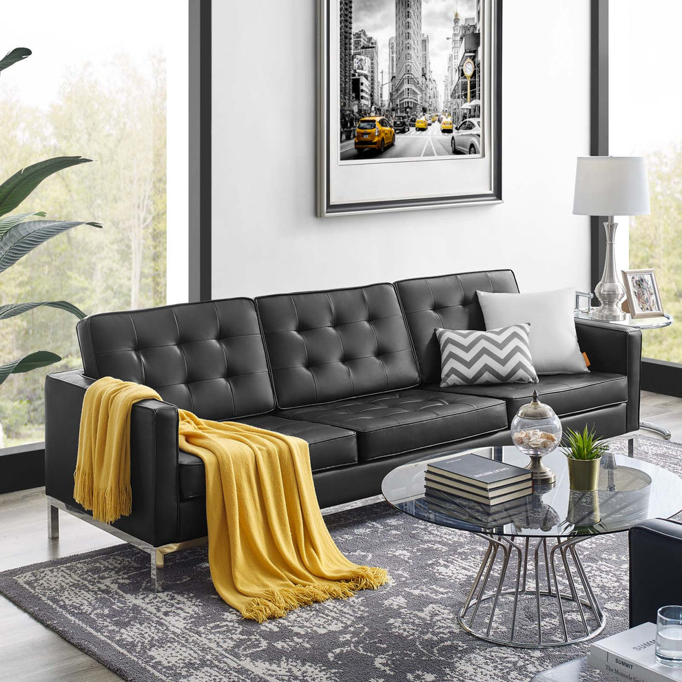 Modway Loft Tufted Button Upholstered Faux Leather Sofa - EEI-3385 | Sofas | Modishstore - 13