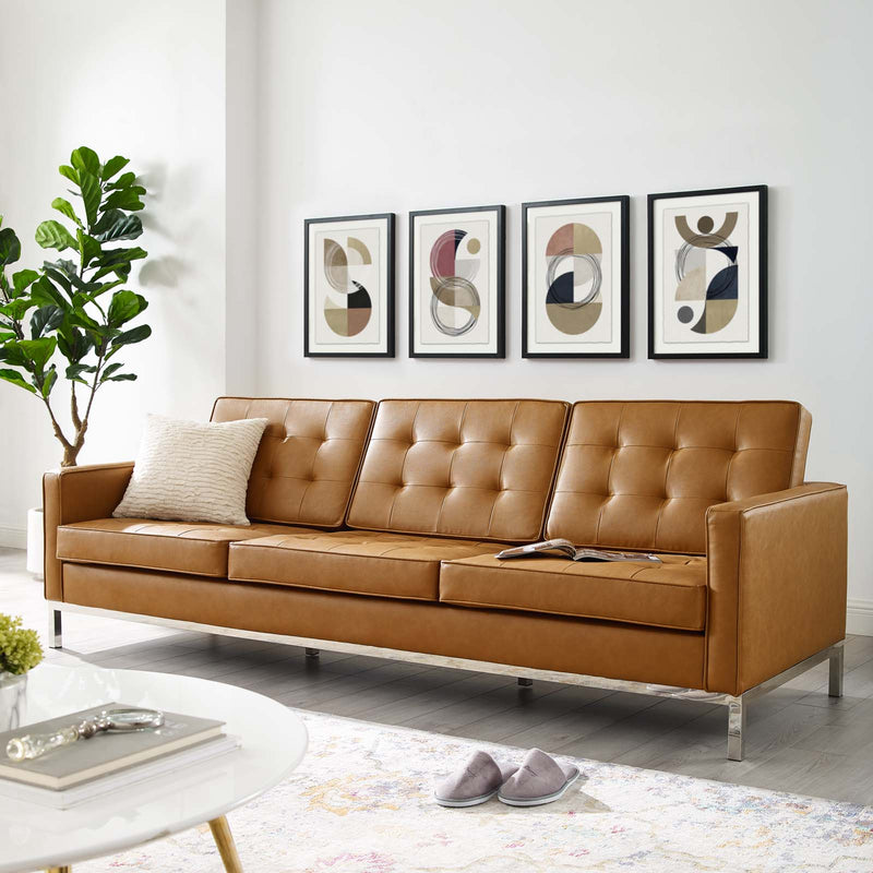 Modway Loft Tufted Button Upholstered Faux Leather Sofa | Sofas | Modishstore-13