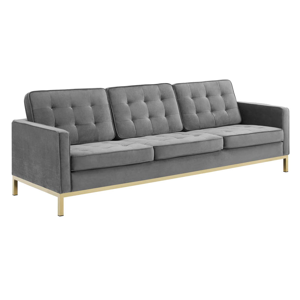 Modway Loft Gold Stainless Steel Leg Performance Velvet Sofa - EEI-3387 | Sofas | Modishstore - 11