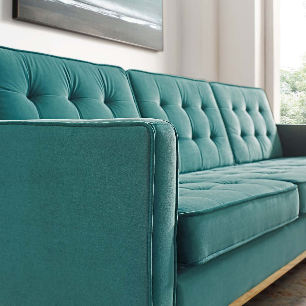 Modway Loft Gold Stainless Steel Leg Performance Velvet Sofa - EEI-3387 | Sofas | Modishstore - 7