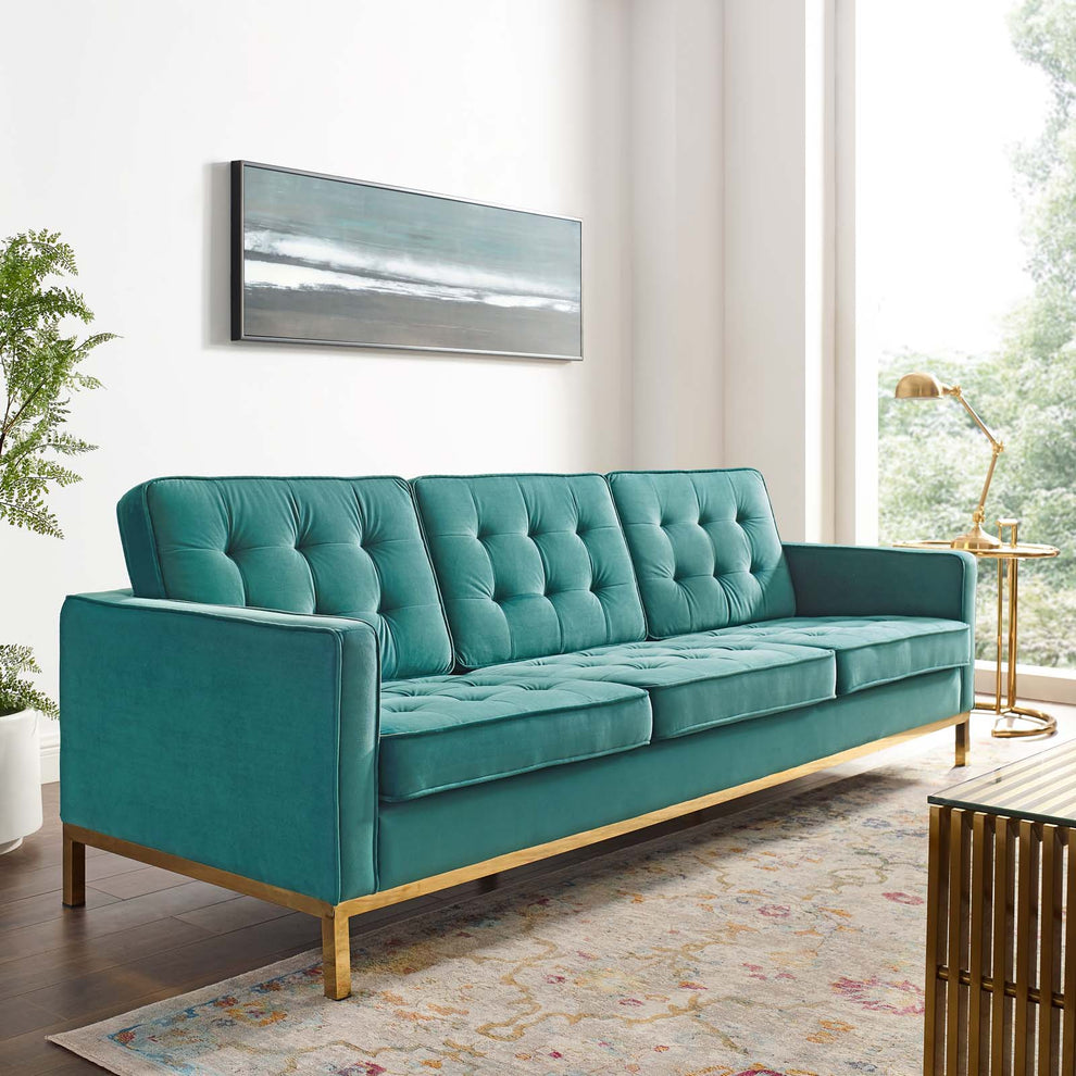 Modway Loft Gold Stainless Steel Leg Performance Velvet Sofa - EEI-3387 | Sofas | Modishstore - 14
