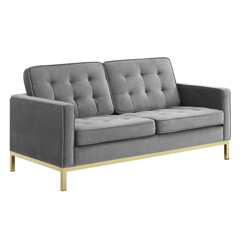 Modway Loft Gold Stainless Steel Leg Performance Velvet Loveseat - EEI-3390 | Loveseats | Modishstore - 7