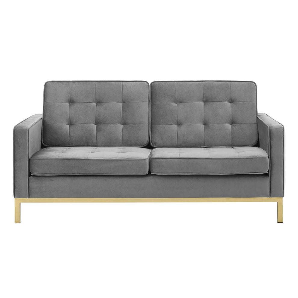 Modway Loft Gold Stainless Steel Leg Performance Velvet Loveseat - EEI-3390 | Loveseats | Modishstore - 8