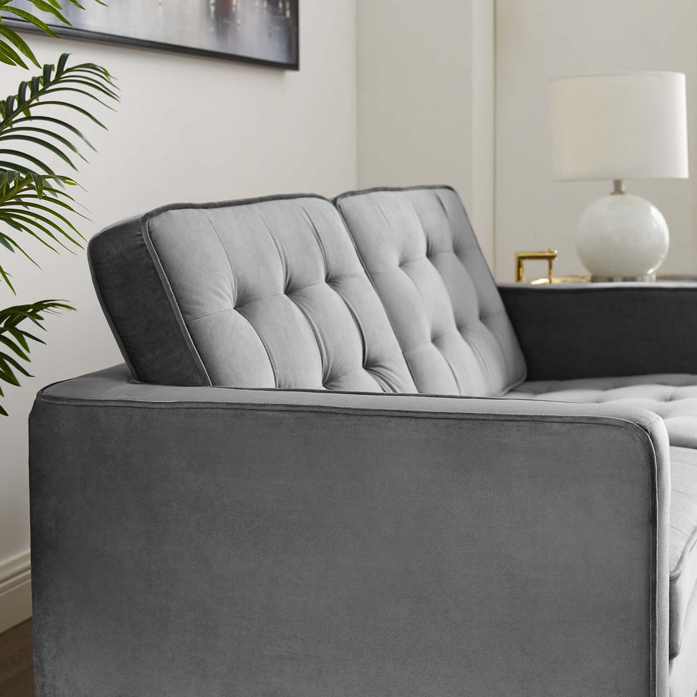 Modway Loft Gold Stainless Steel Leg Performance Velvet Loveseat - EEI-3390 | Loveseats | Modishstore - 2