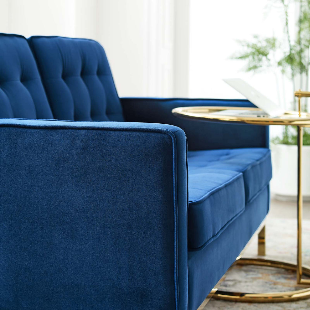 Modway Loft Gold Stainless Steel Leg Performance Velvet Loveseat - EEI-3390 | Loveseats | Modishstore - 12
