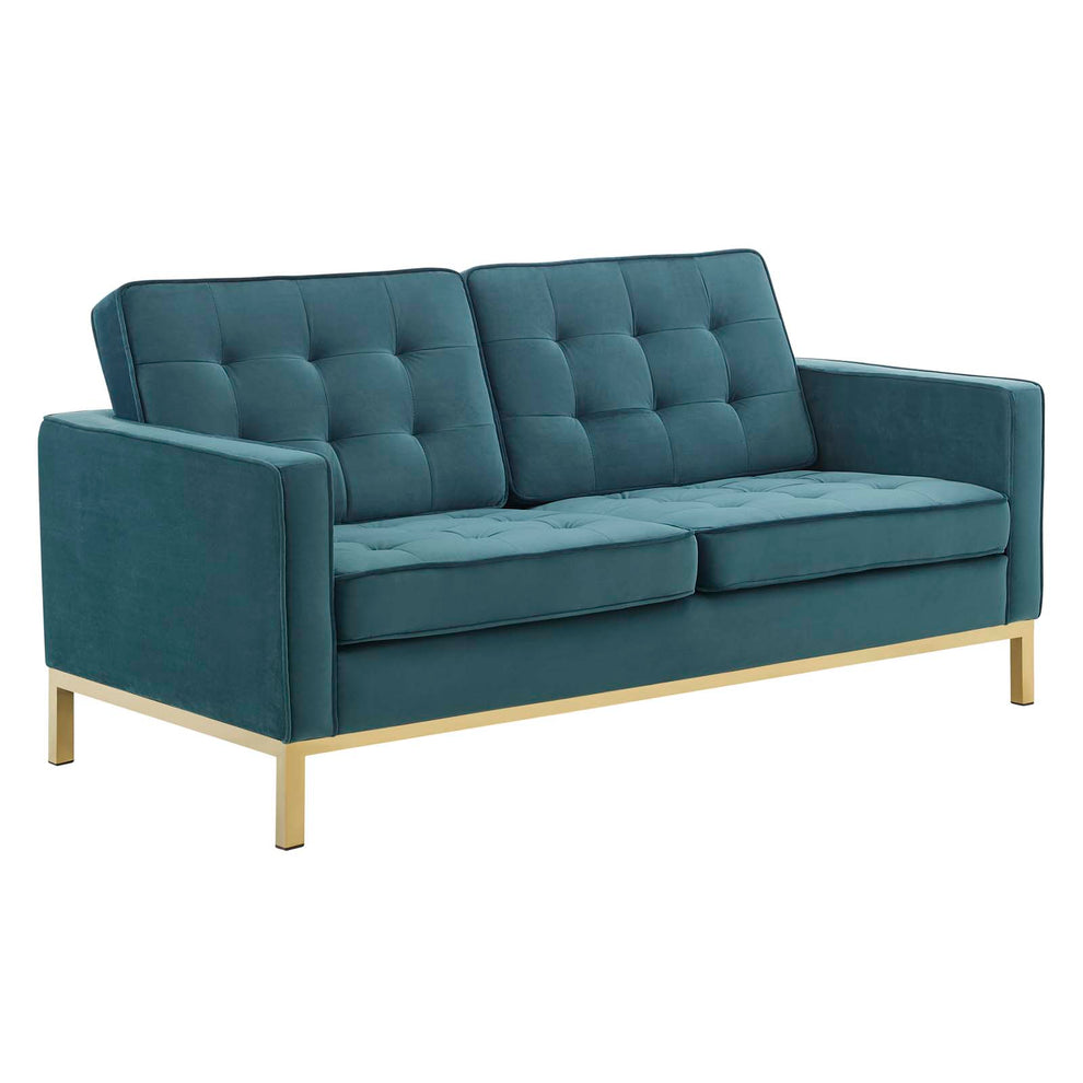 Modway Loft Gold Stainless Steel Leg Performance Velvet Loveseat - EEI-3390 | Loveseats | Modishstore - 13