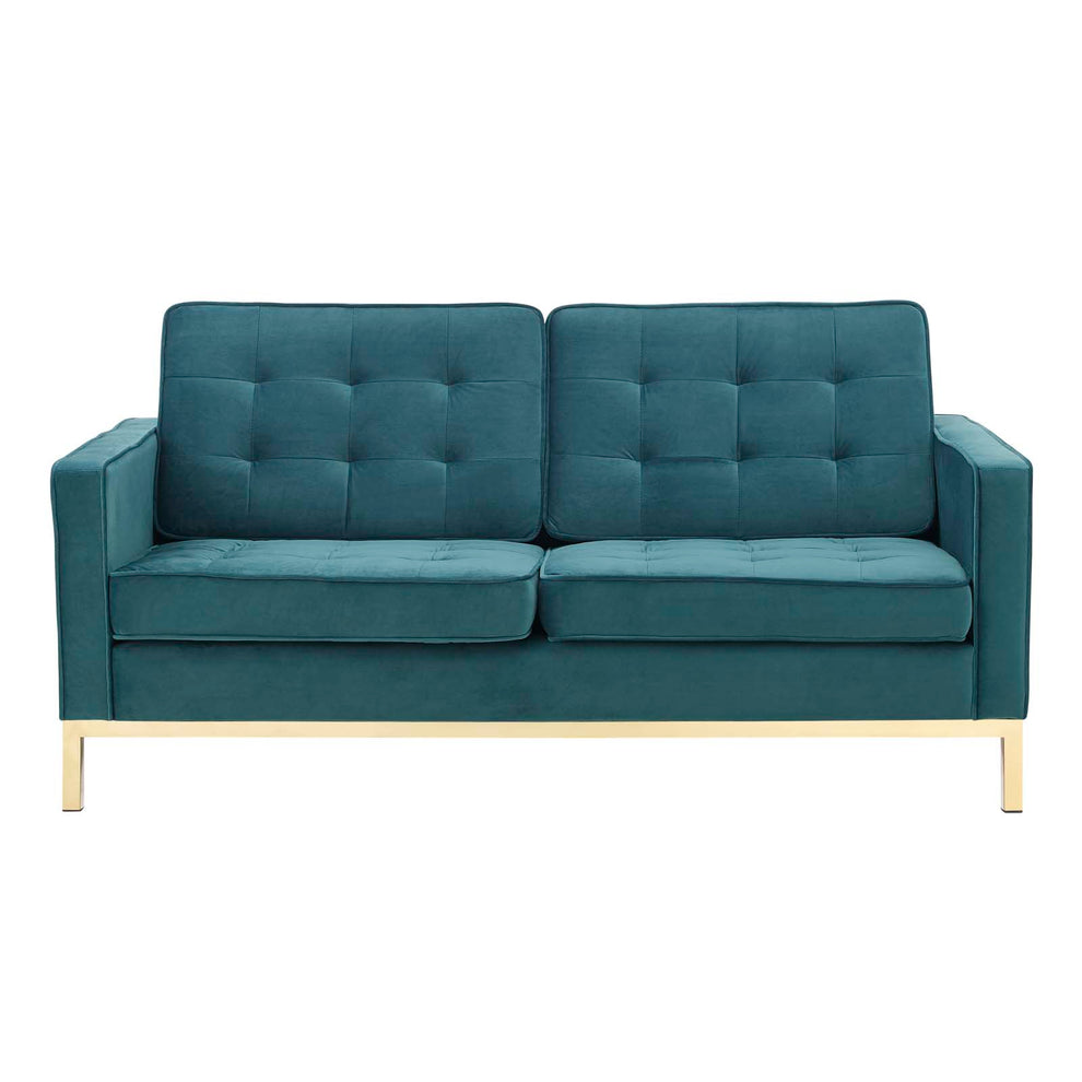Modway Loft Gold Stainless Steel Leg Performance Velvet Loveseat - EEI-3390 | Loveseats | Modishstore - 5