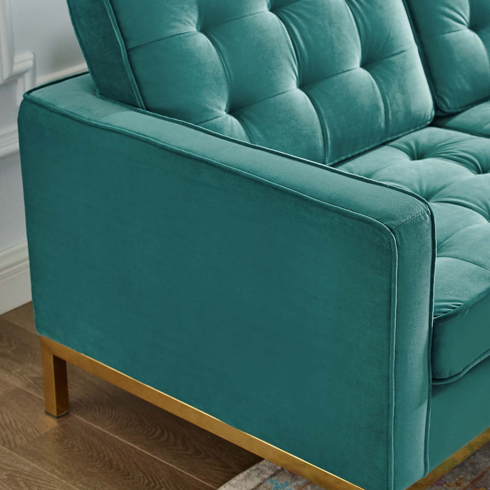 Modway Loft Gold Stainless Steel Leg Performance Velvet Loveseat - EEI-3390 | Loveseats | Modishstore - 9