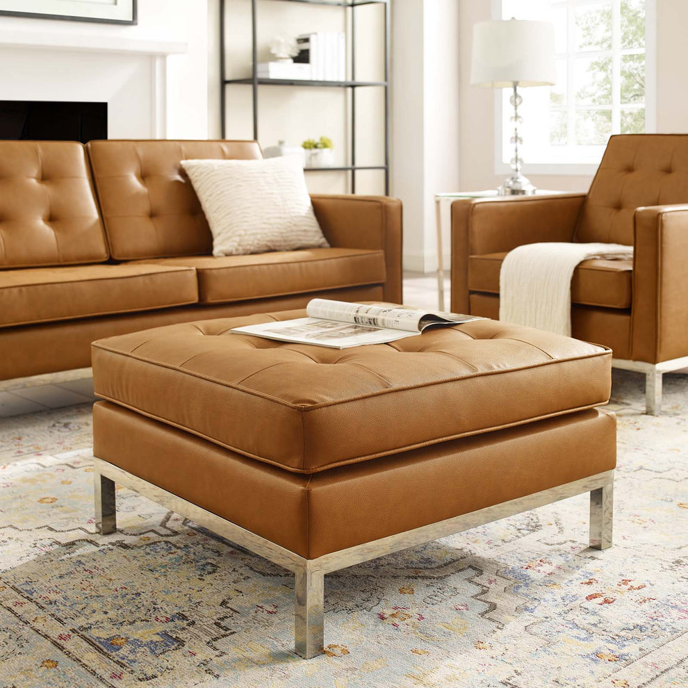 Modway Loft Tufted Button Upholstered Faux Leather Ottoman - EEI-3394 | Ottomans | Modishstore - 17