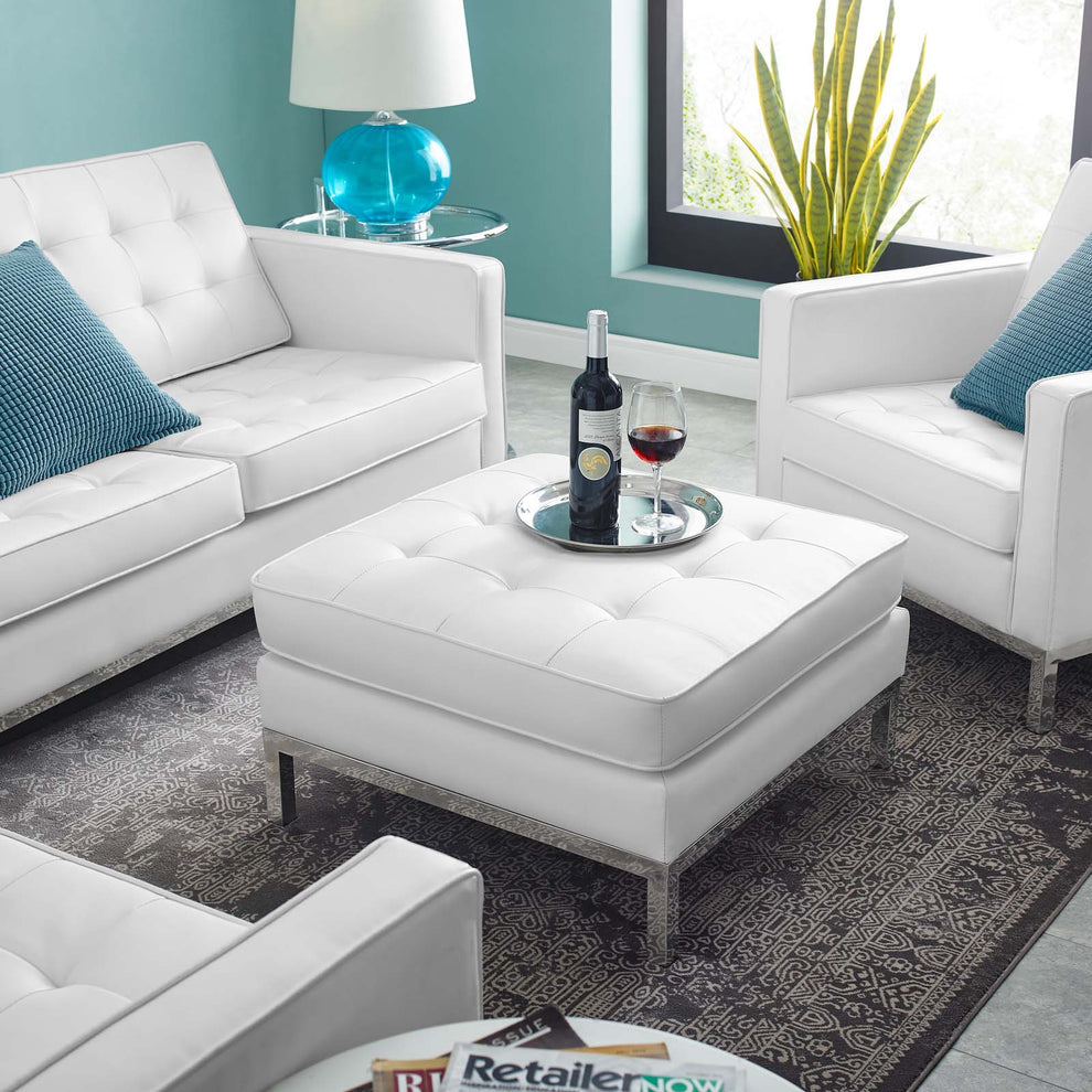 Modway Loft Tufted Button Upholstered Faux Leather Ottoman - EEI-3394 | Ottomans | Modishstore - 5