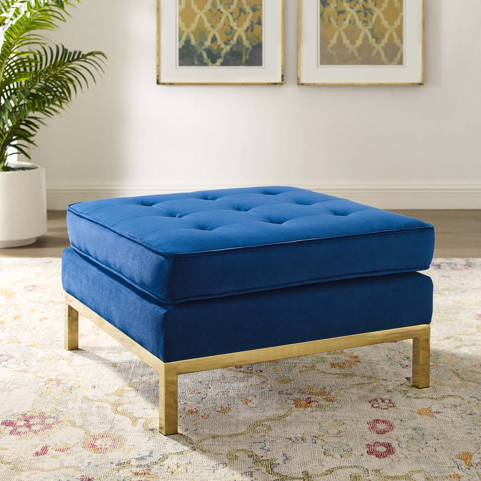 Loft Gold Stainless Steel Leg Performance Velvet Ottoman By Modway - EEI-3396 | Ottomans | Modishstore - 1