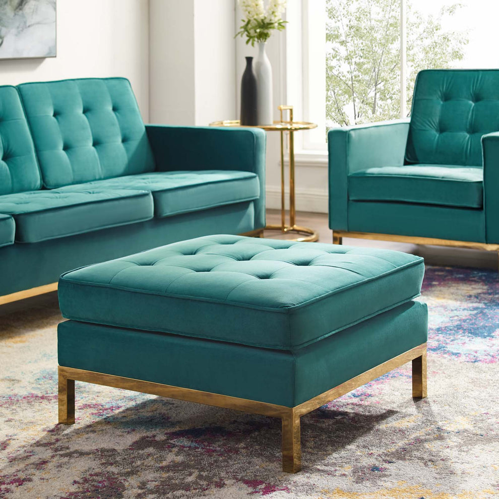 Loft Gold Stainless Steel Leg Performance Velvet Ottoman By Modway - EEI-3396 | Ottomans | Modishstore - 10