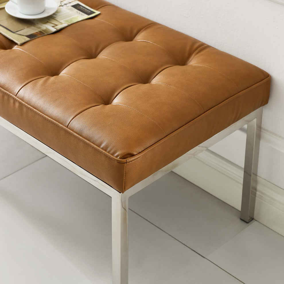 Modway Loft Tufted Button Large Upholstered Faux Leather Bench - EEI-3397 | Benches | Modishstore - 12