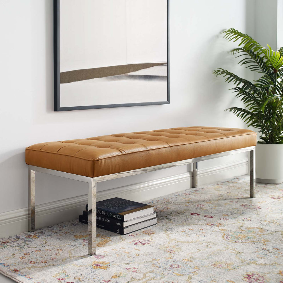 Modway Loft Tufted Button Large Upholstered Faux Leather Bench - EEI-3397 | Benches | Modishstore - 8