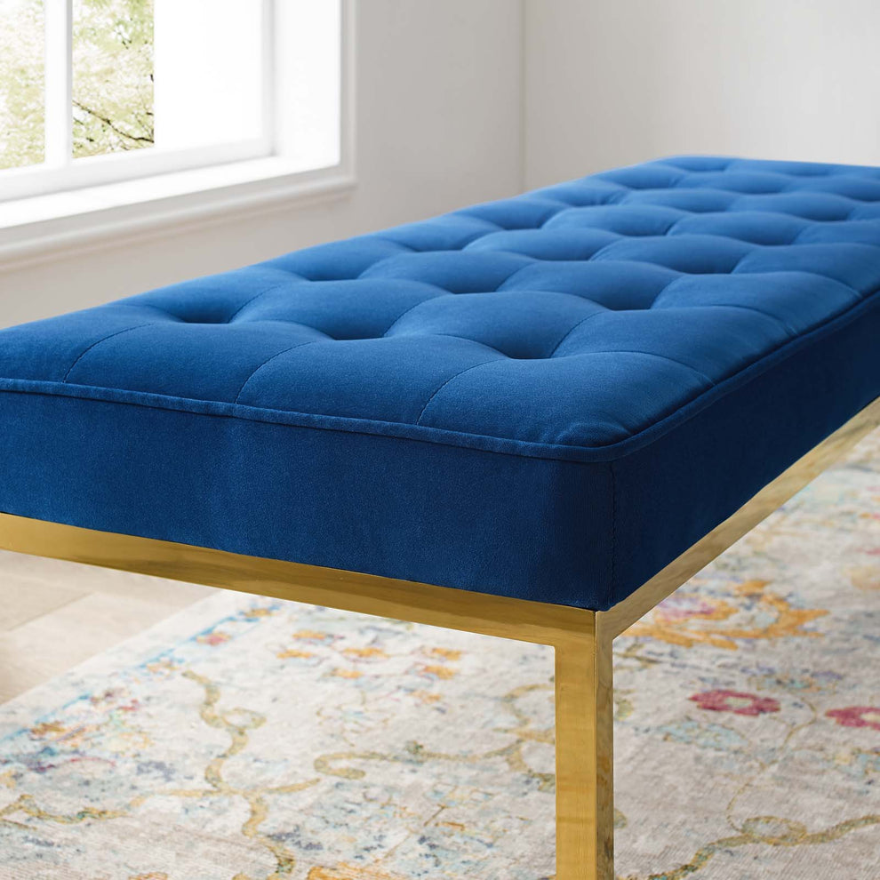 Modway Loft Gold Stainless Steel Leg Large Performance Velvet Bench - EEI-3399 | Benches | Modishstore - 3