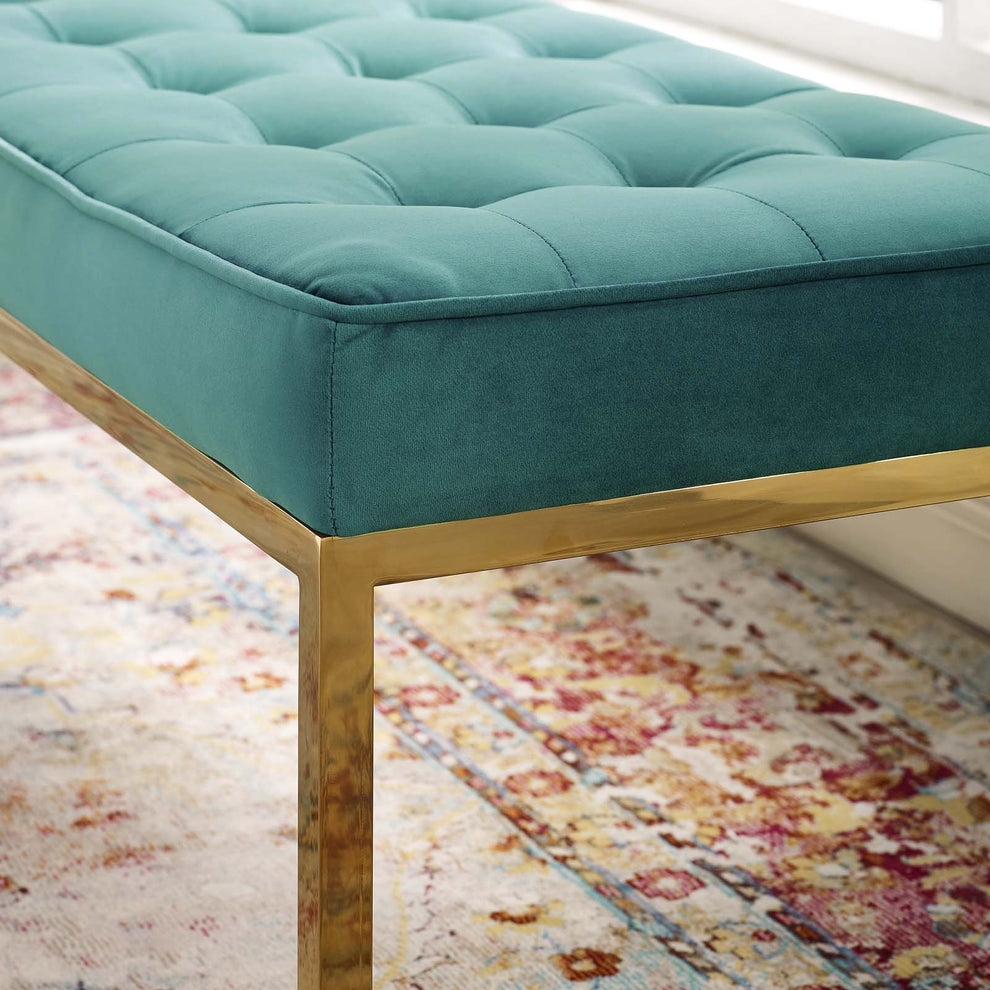Modway Loft Gold Stainless Steel Leg Large Performance Velvet Bench - EEI-3399 | Benches | Modishstore - 8
