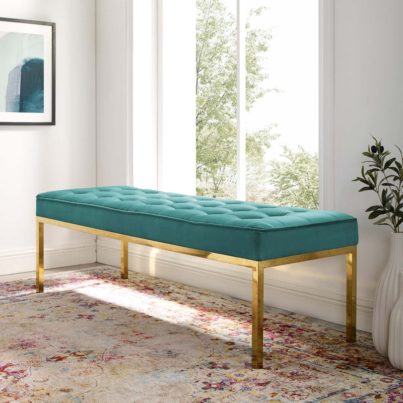 Modway Loft Gold Stainless Steel Leg Large Performance Velvet Bench - EEI-3399 | Benches | Modishstore - 5