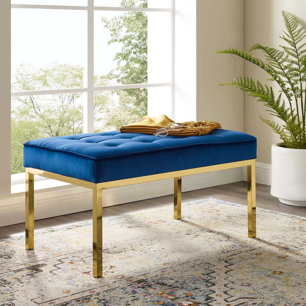 Modway Loft Gold Stainless Steel Leg Medium Performance Velvet Bench - EEI-3402 | Benches | Modishstore - 5
