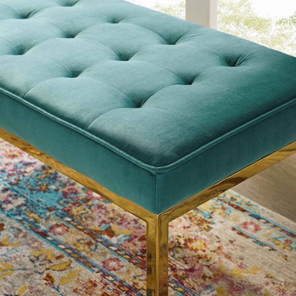 Modway Loft Gold Stainless Steel Leg Medium Performance Velvet Bench - EEI-3402 | Benches | Modishstore - 14