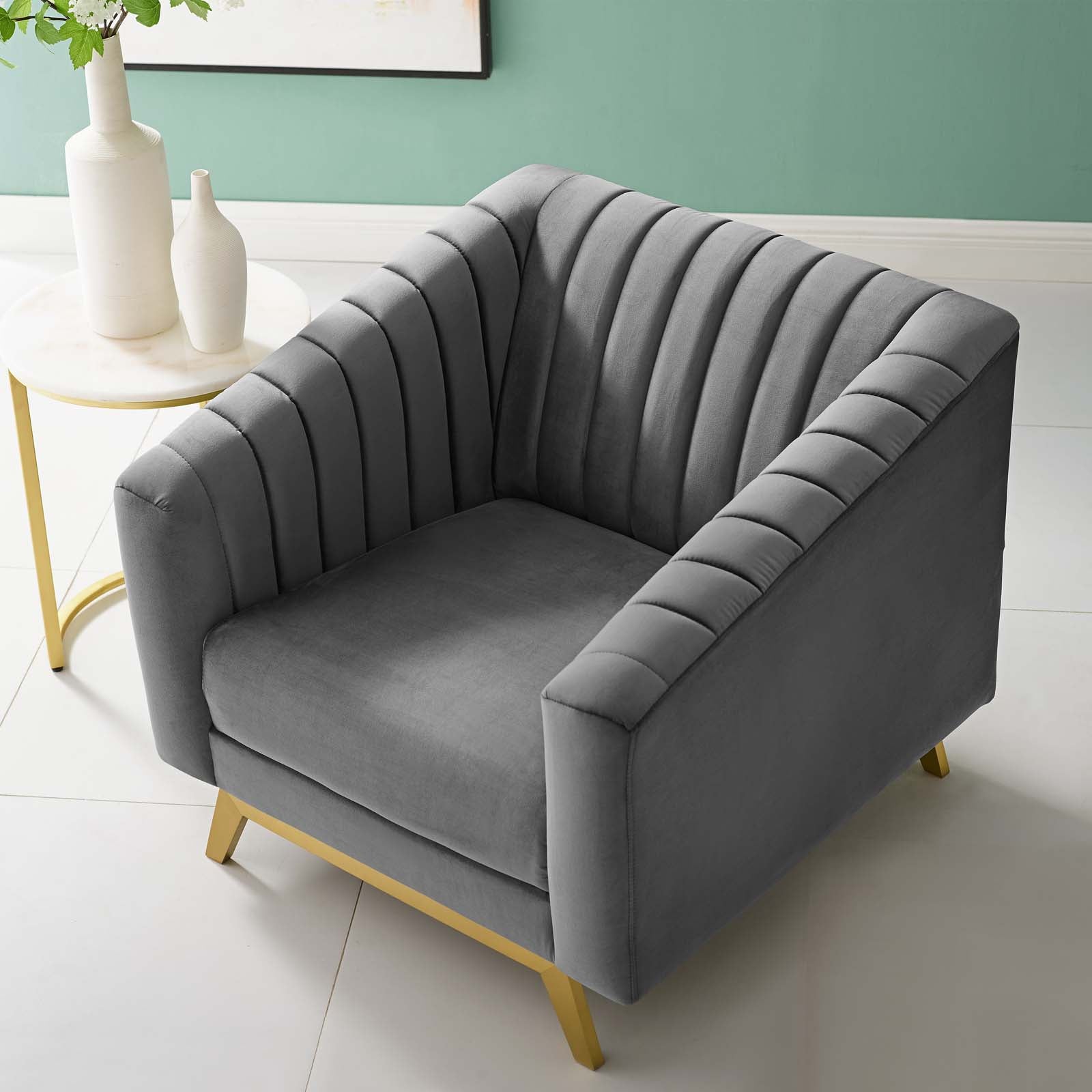 Modway Valiant Vertical Channel Tufted Performance Velvet Armchair - EEI-3404 | Armchairs | Modishstore - 2