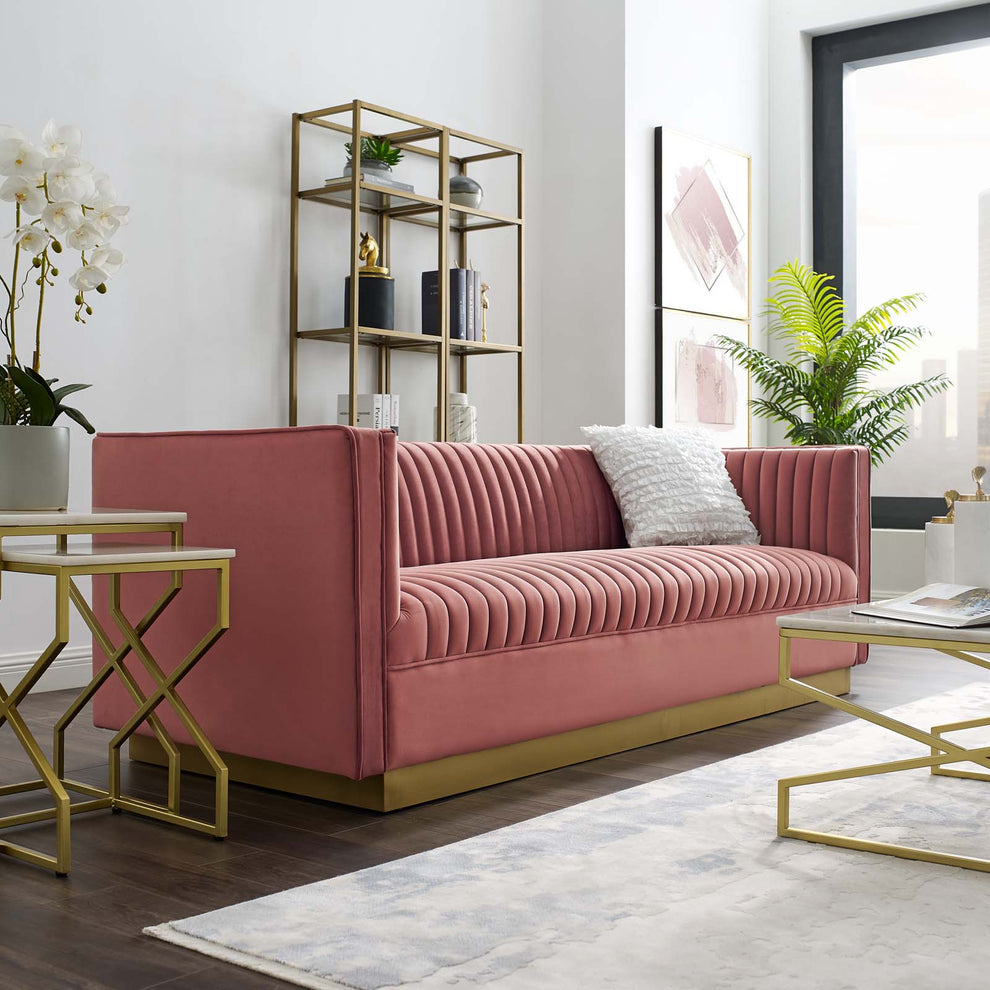 Modway Sanguine Vertical Channel Tufted Performance Velvet Sofa - EEI-3405 | Sofas | Modishstore - 10