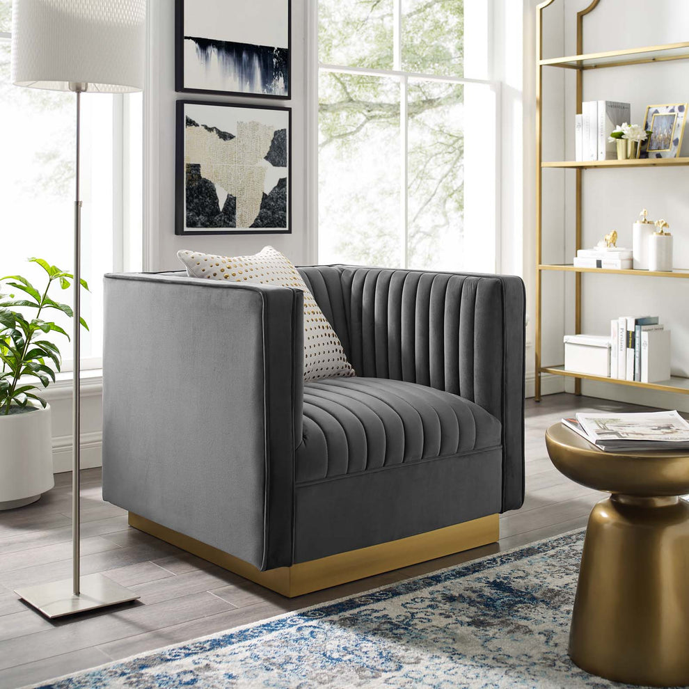 Modway Sanguine Vertical Channel Tufted Accent Performance Velvet Armchair - EEI-3406 | Armchairs | Modishstore - 6